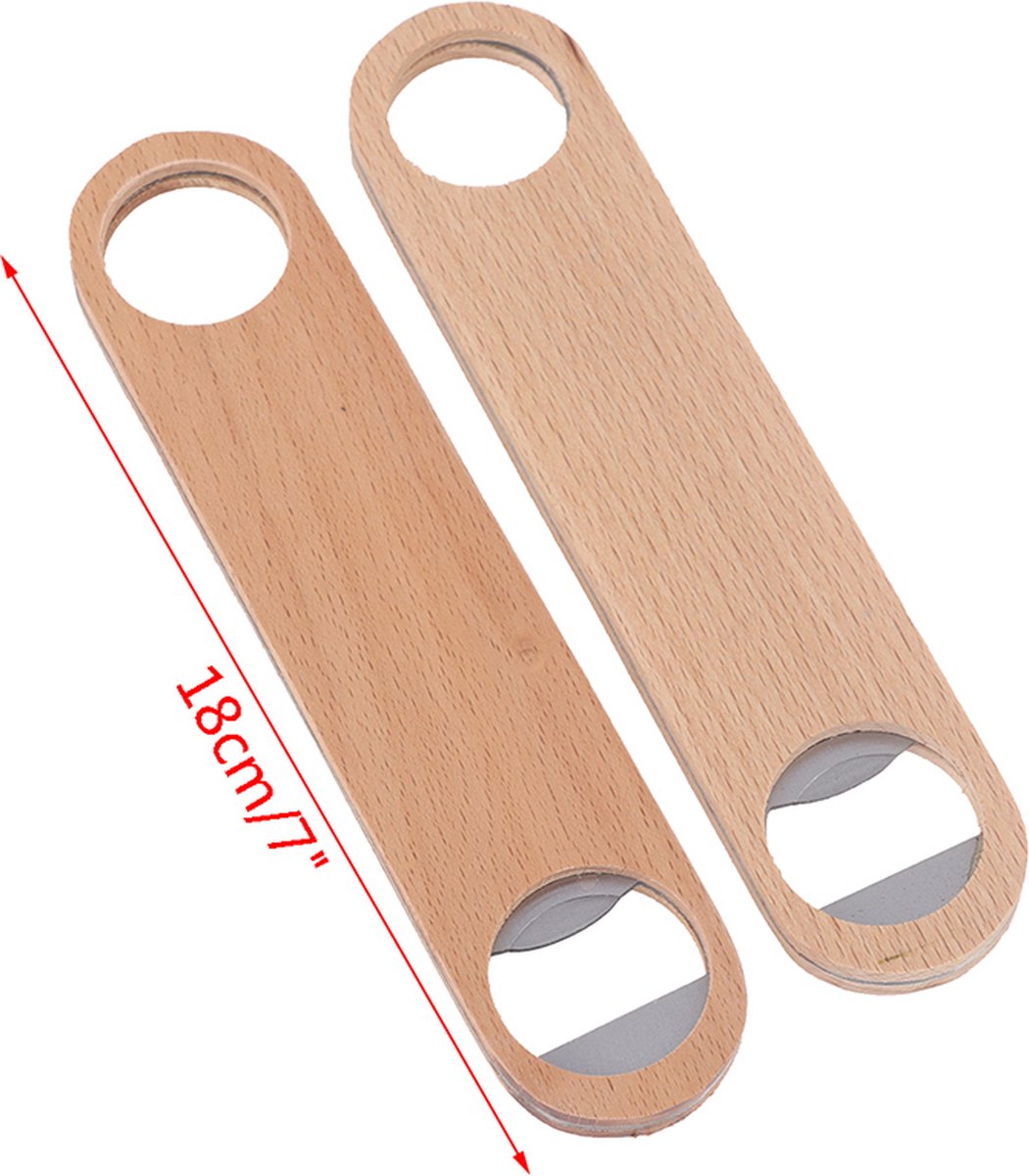 Luxury Wooden Bottle Opener | Beer Opener | Bottle Opener | Bar Accessories | With Hanging Loop | Wood/Stainless Steel | 18 x 5 CM