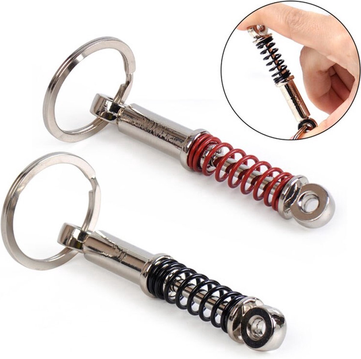 Car Shock Absorber Keychain | Car Key Holder | Shock Absorber Spring Keychain | Universal | Car Accessories | Black