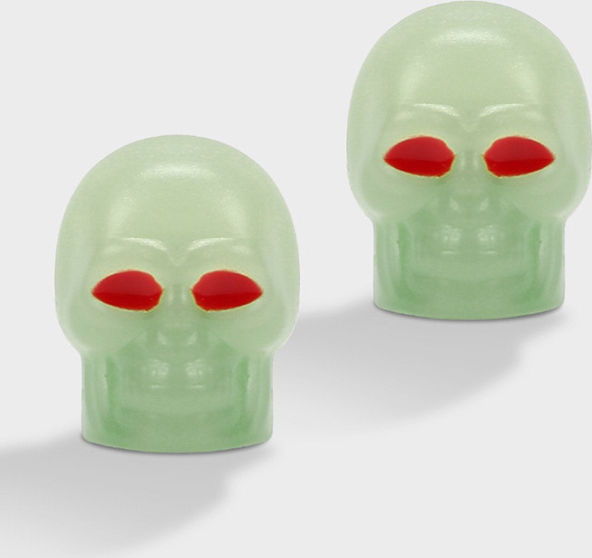 Glow In Dark Valve Caps | Car Valve Cap | Skull | Also For Motorcycle, Bicycle, Scooter | Set of 4 | Green