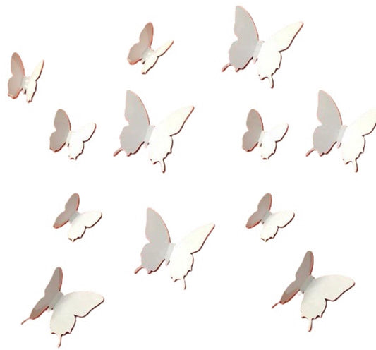 3D Wall Decoration Butterflies 12 Pieces | Wall Butterflies | Butterfly Wall Stickers | Solid Wall Stickers | White