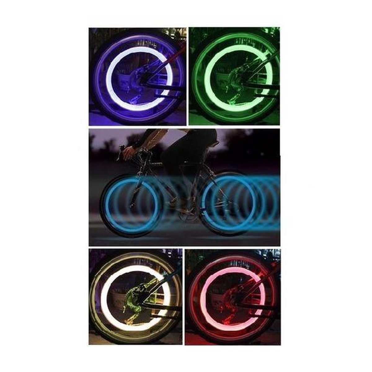 2x Bicycle light valve color deluxe green - wheel LED incl. batteries - valve lighting / valve lights