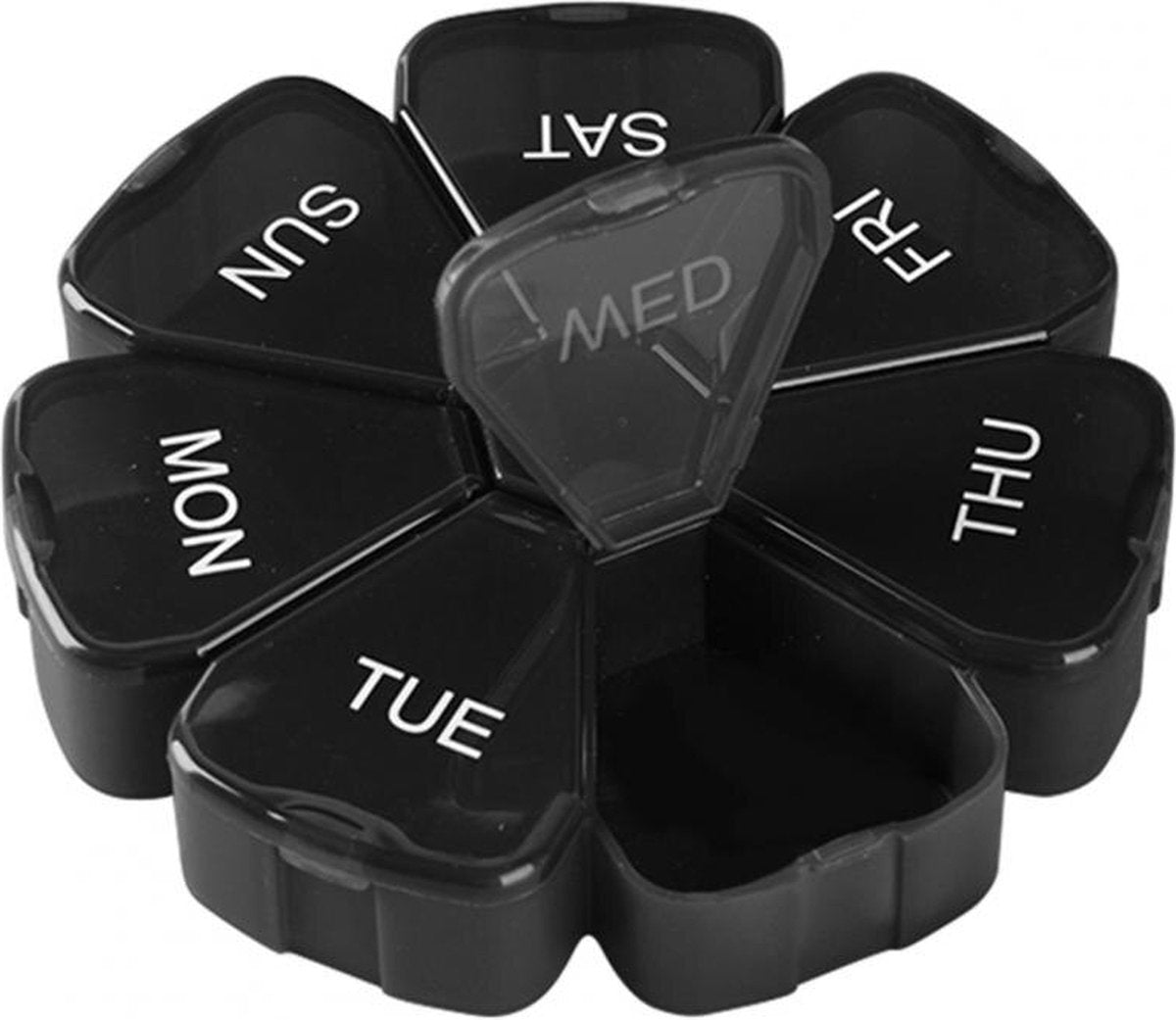 Round Flower Medicine Box | Pill Box | Pill Box | Medicine Box | Pill Box | 7 Days | Black