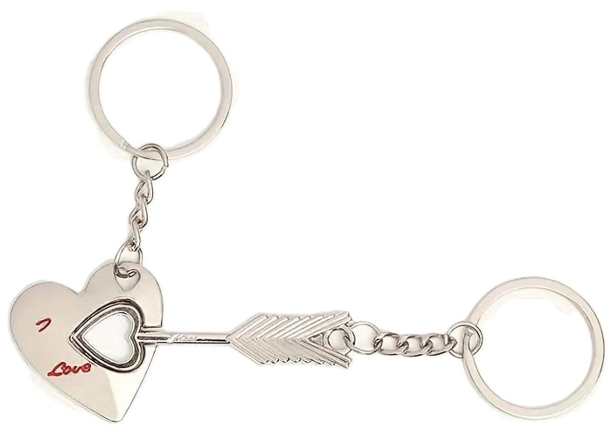 Heart and Arrow Keychain 2-piece I Love You I Couple Keychain I Two-piece Heart Keychain