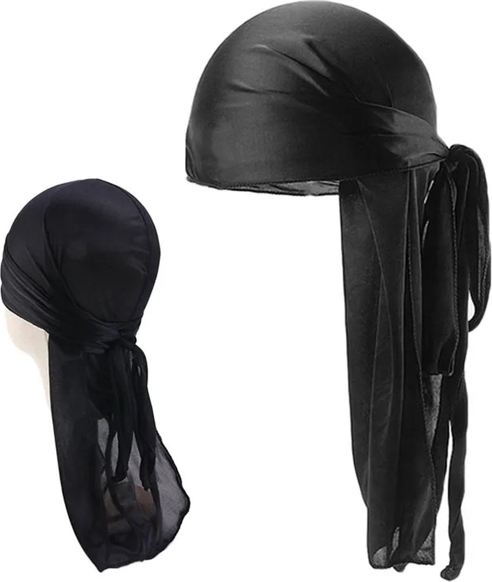 Durag Bandana | Silky Soft | Headscarf | Headband | Hairnet | Unisex | Black