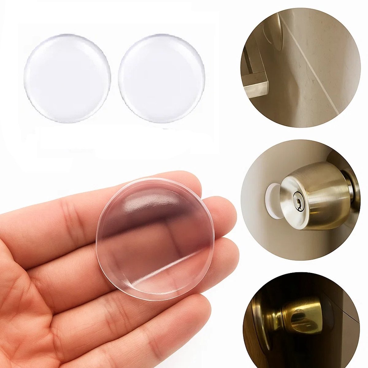 Door Stoppers | Self-Adhesive Door Protectors | Door Protection | Silicone | Transparent | Washable | 2 Pieces