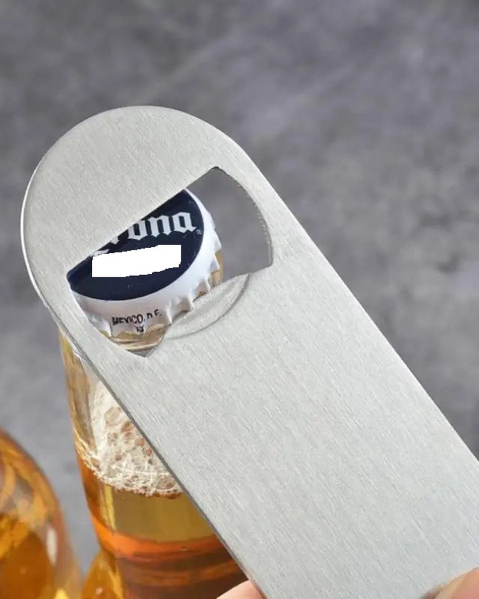 Brushed Stainless Steel Bottle Opener | Beer Opener | Compact | Barblade | With Hanging Loop | 13 x 3 cm