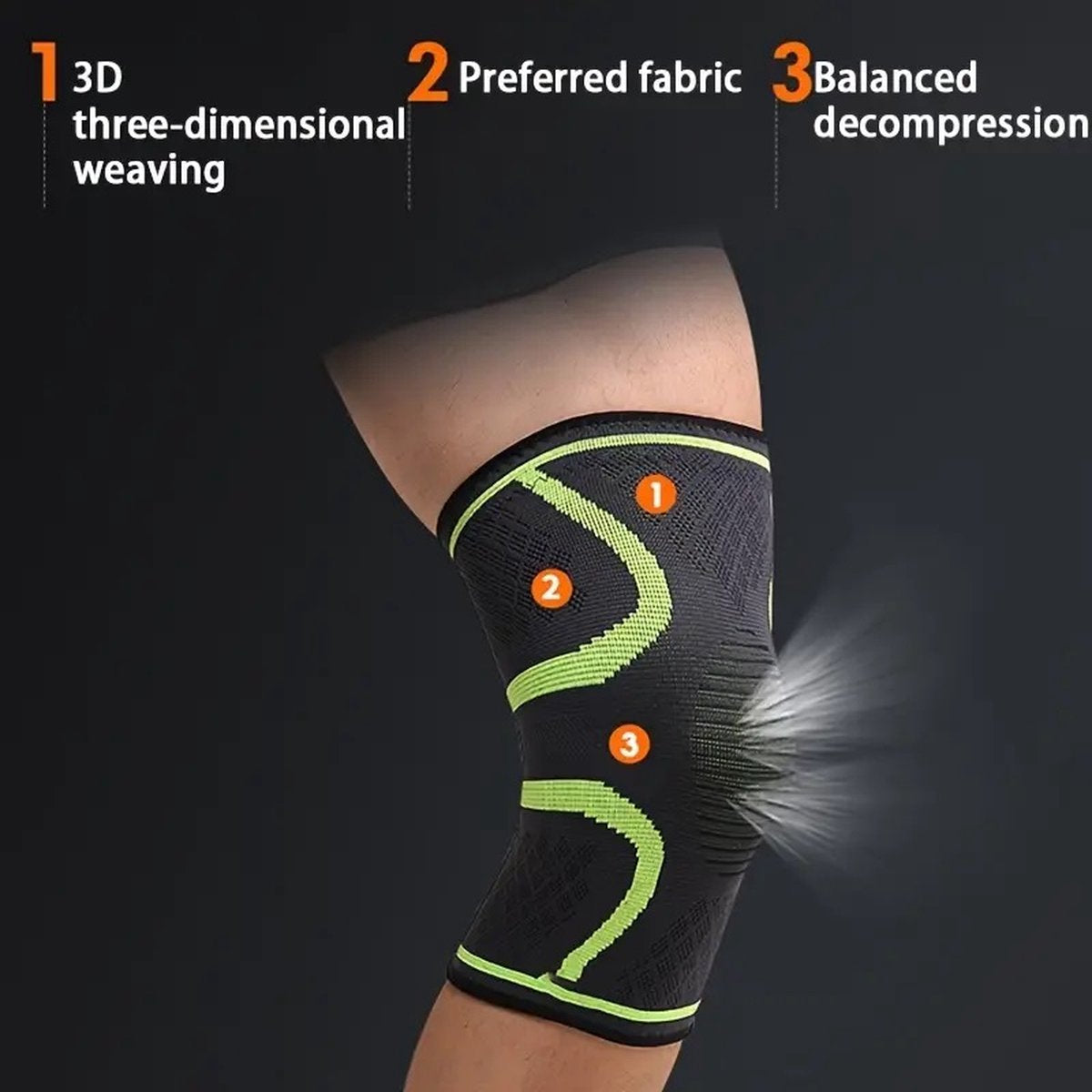 Compression Knee Brace | Knee Support | Knee Protector | Knee Bandage | Knee Support | 1 Piece | Black Green | Size L
