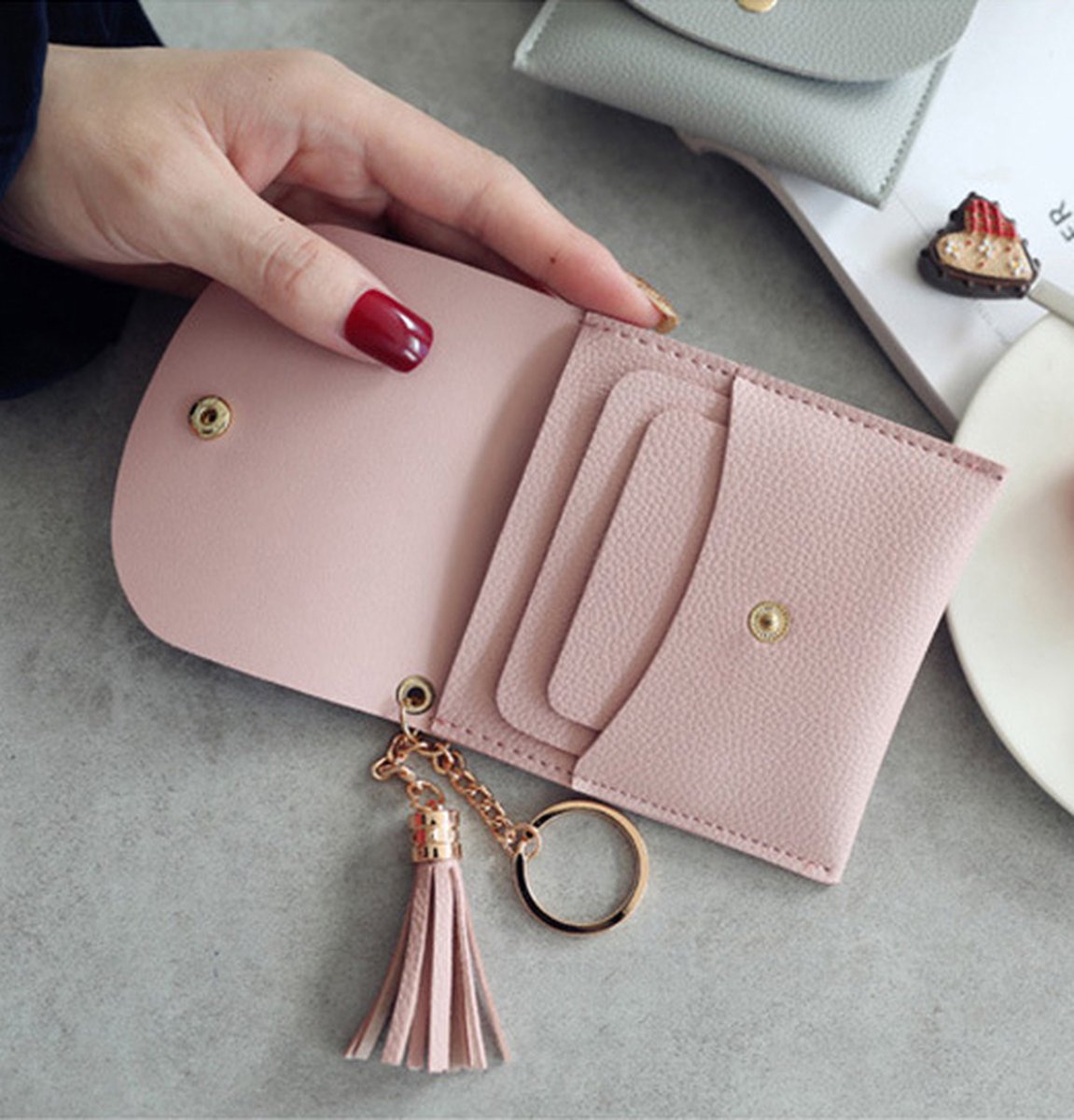 Wallet & Card Holder for 6 Cards | Credit Card Holder | With Cash Compartment | Card Holder | Wallet | PU Leather | Grey
