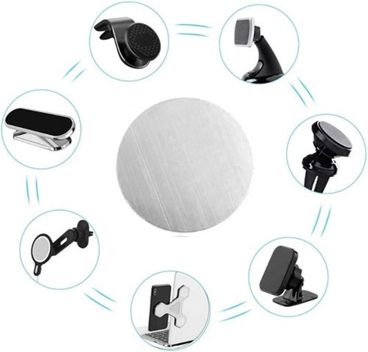 2oz Metal Round Plate For Phone | Self-Adhesive Magnetic | Phone Holder | Phone Sticker | Metal Phone Plate | Round | Silver