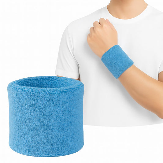 Wristband Set | Sweatband | Sweatbands | Wrist | Sports Bands | 1 Piece | 8 x 10 CM | Light Blue