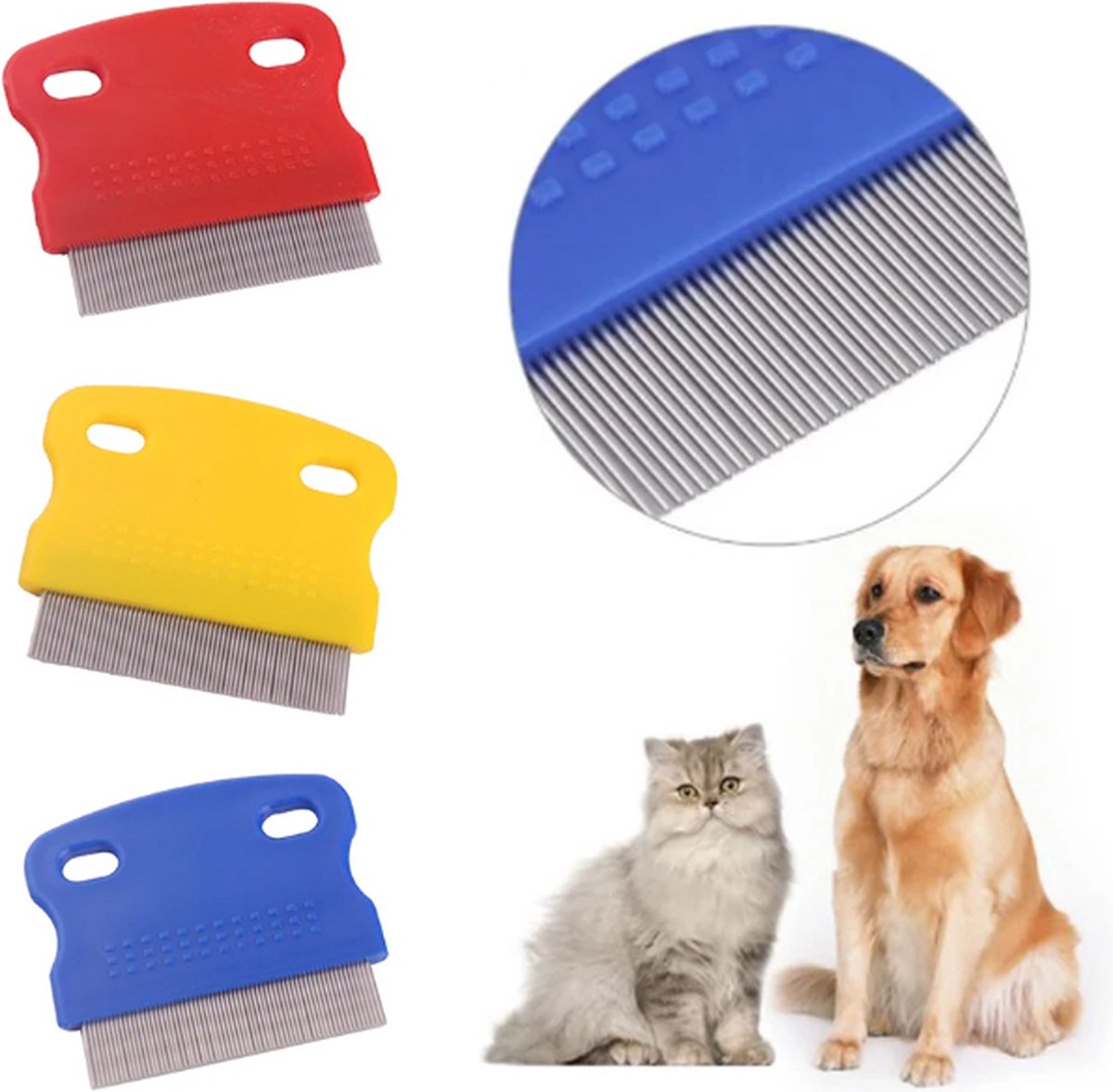 Lice Comb | Lice Brush | Flea Comb | Nits Comb | Lice Remover | Stainless Steel Brushes | Plastic Barrel | Fine | Random Color