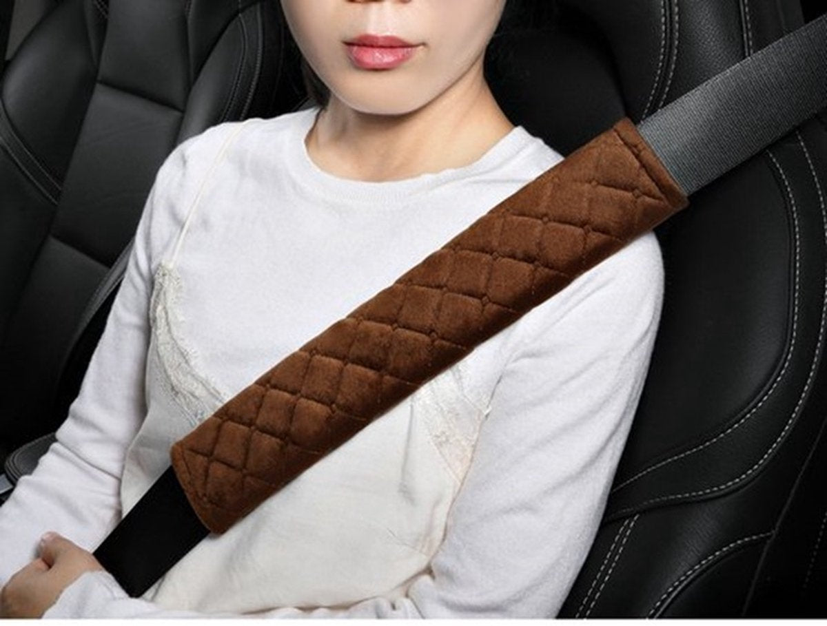 Luxury Car Seatbelt Cover | Seatbelt Protector | Seatbelt Cushion | Car Safety | Safety Belt Cushion Pads | Brown