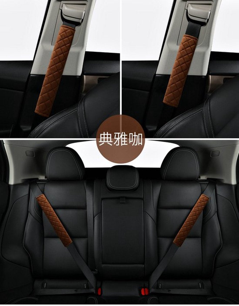 Luxury Car Seatbelt Cover | Seatbelt Protector | Seatbelt Cushion | Car Safety | Safety Belt Cushion Pads | Brown