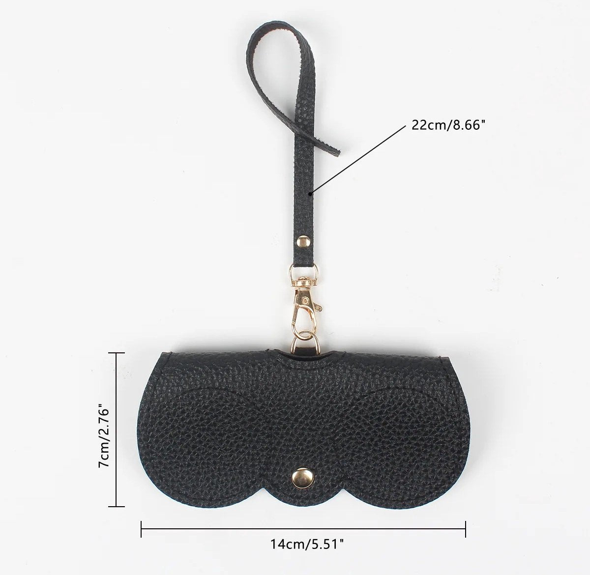 Glasses Case | Glasses Pouch | Glasses Cover | Sunglasses Holder | Sunglasses Pouch | Slide In | With Lanyard Bag Hanger | PU Leather | Black