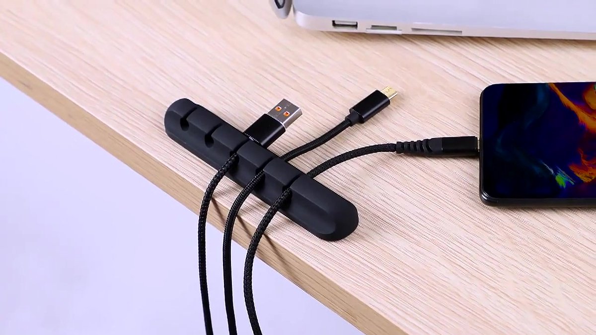 Self-Adhesive Cable Holder | Cable Organizer | Cable Clips | Self-Adhesive Cable Clips | Cable Clamp | Cable Holder | For 5 Cables | Gray