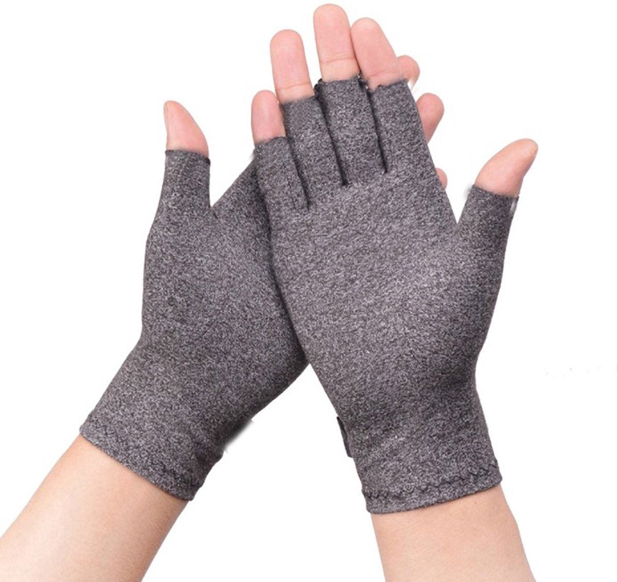 Compression Gloves | Therapeutic Gloves | Open Fingertips | Size XL | Grey | 1 Pair
