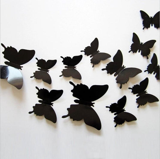 Solid black 3D butterflies