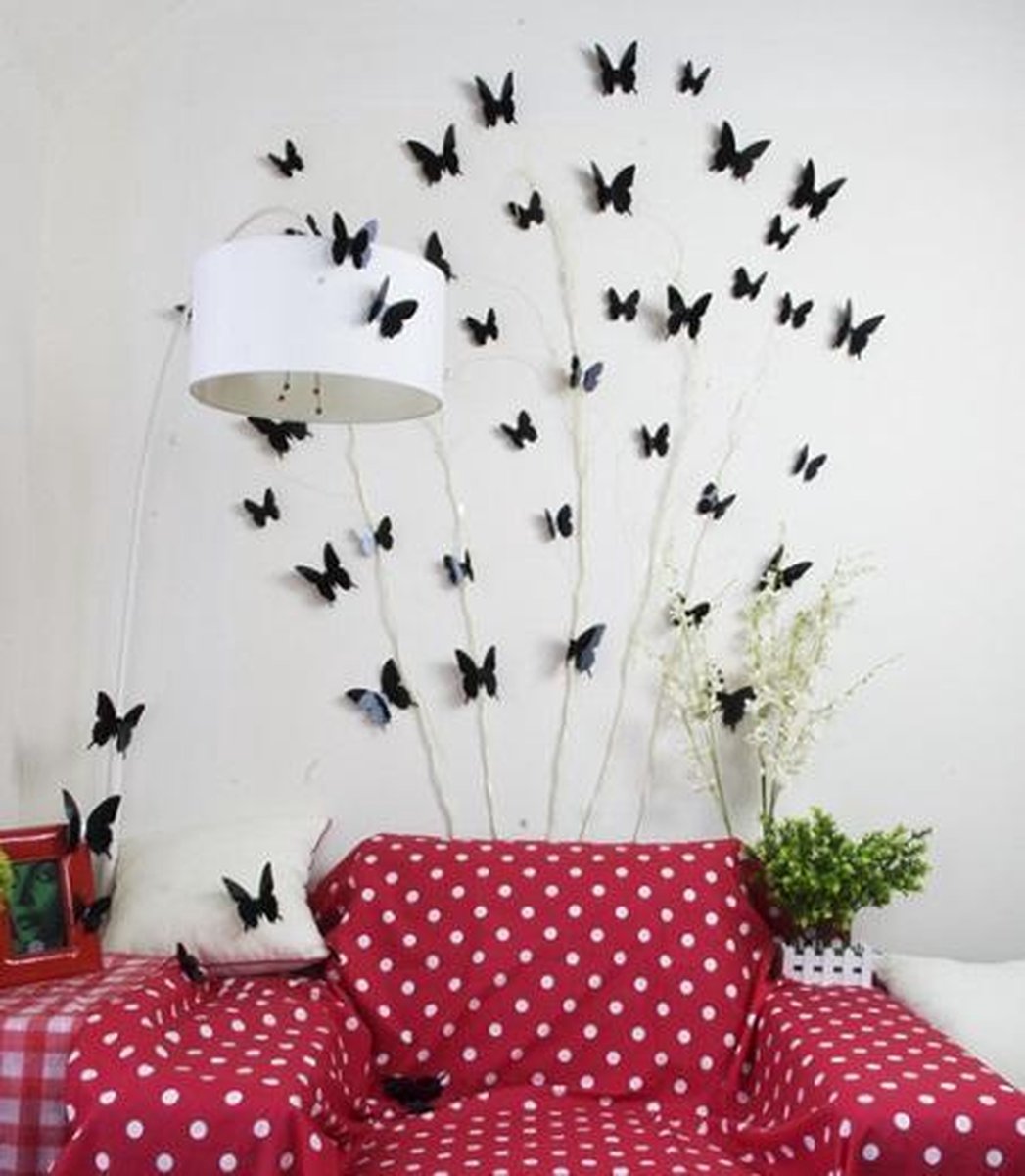 Solid black 3D butterflies