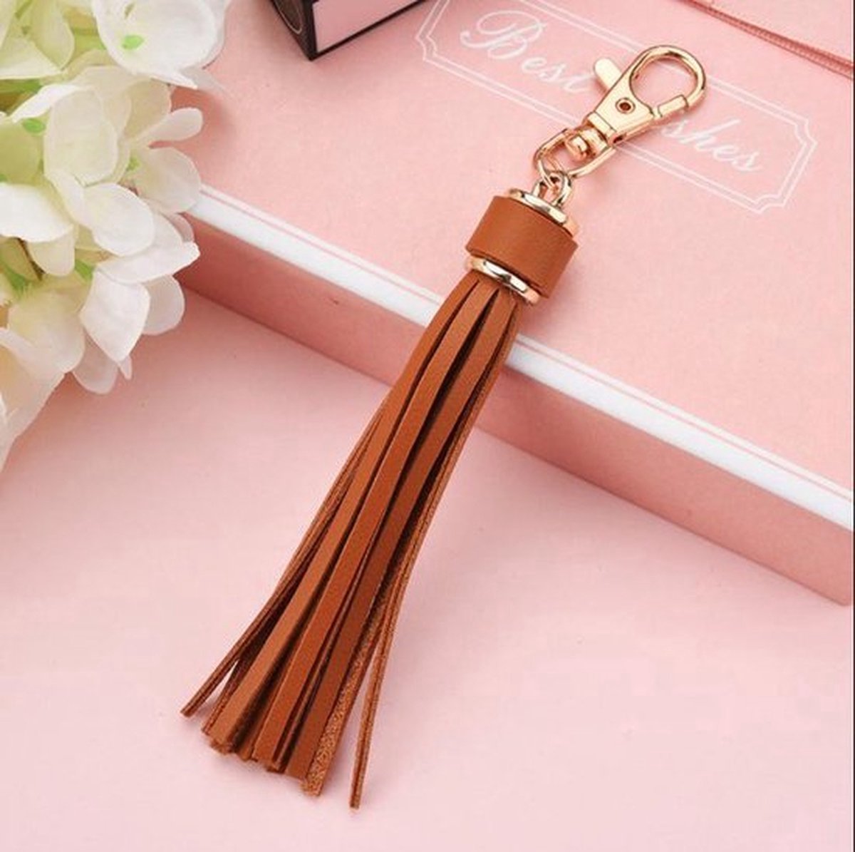 Tassel Keychain | Key Holder | PU Leather Keychain | Universal | Light Brown
