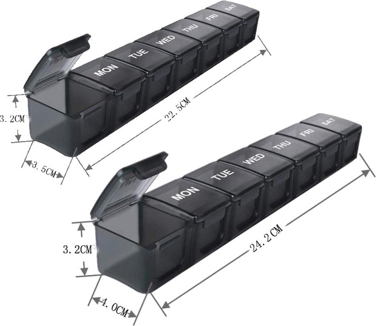 Pill Box | Pill Box | Medicine Box | XXL Pill Box | Sunday to Saturday | 7 Days | 1 Week | Transparent