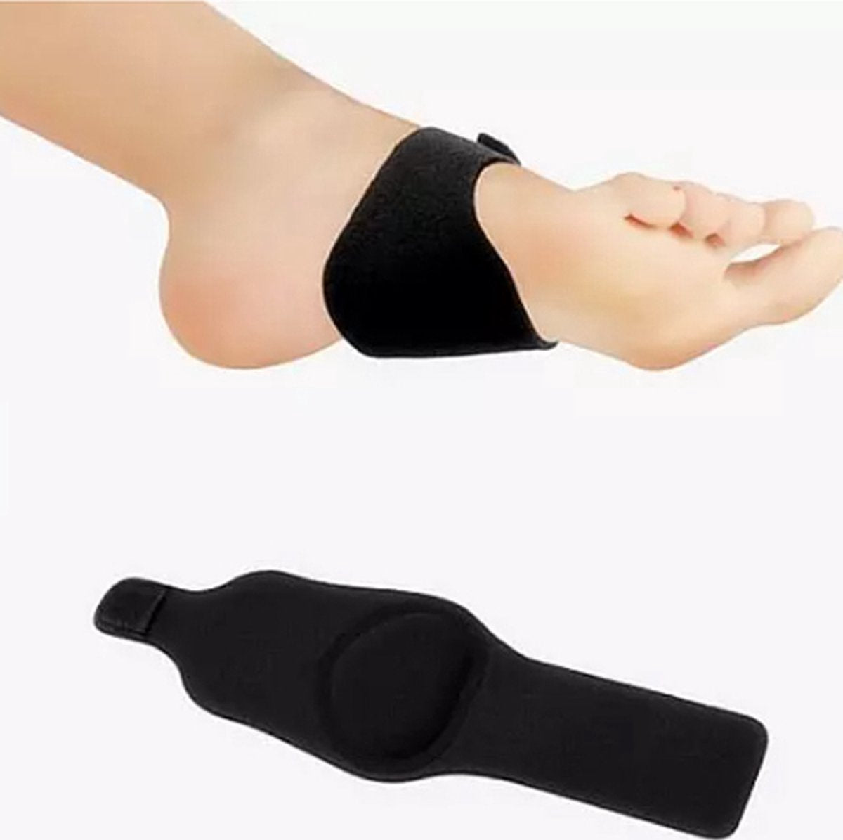Elastic Midfoot Support Cushions | Arch Brace | Insoles for Flat Feet | Brace for Flat Feet | Adjustable | Black | 2 Pieces