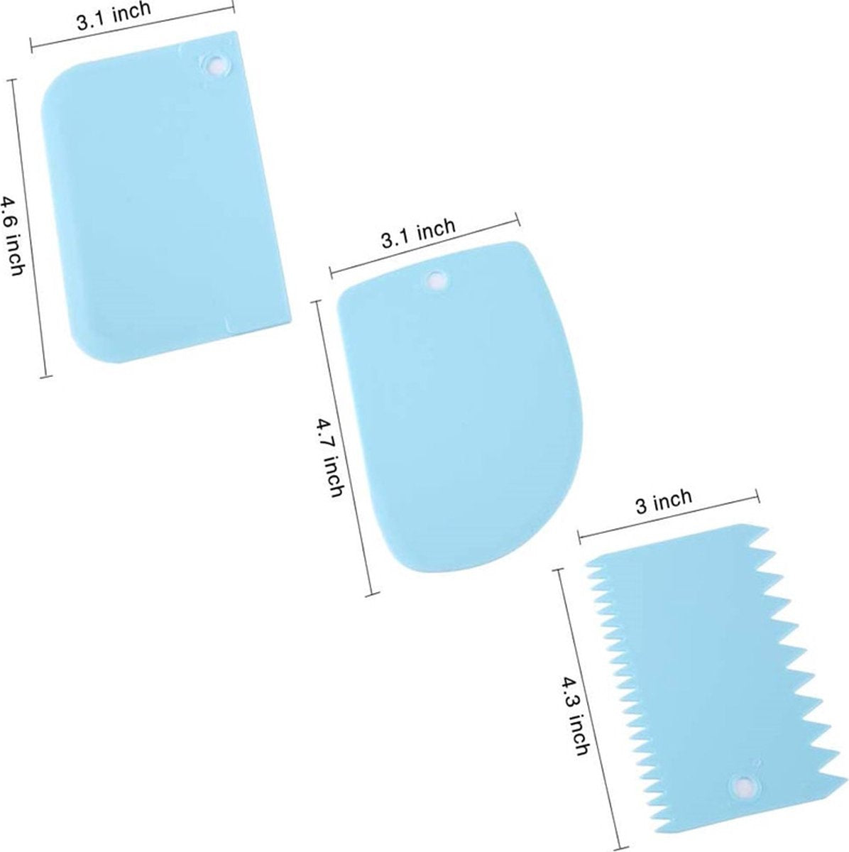 Dough Scraper | Cake Scraper | Dough Cutter | Dough Scraper | 3-Piece | Blue