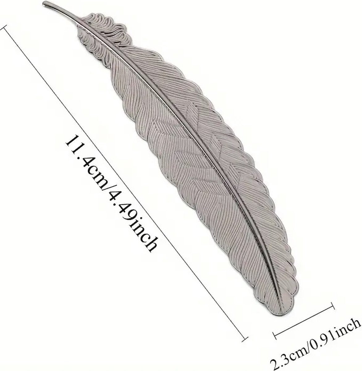 Feather Shaped Bookmark | Bookmark | Bookmark | Metal | 11.4 cm | Silver