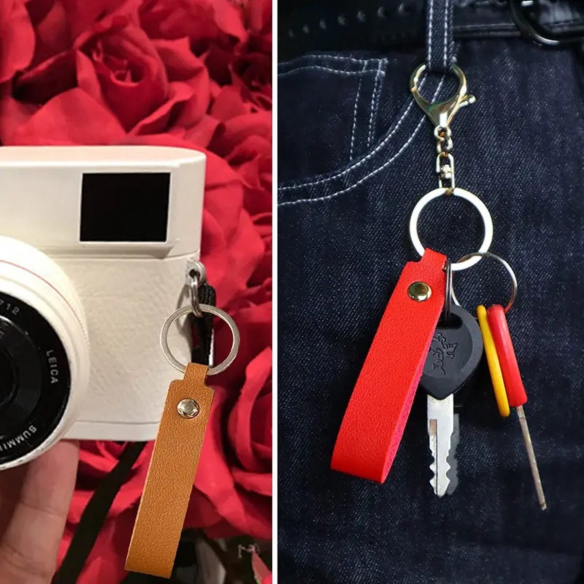 Keychain | Key Holder | PU Leather Keychain | Universal | Grey