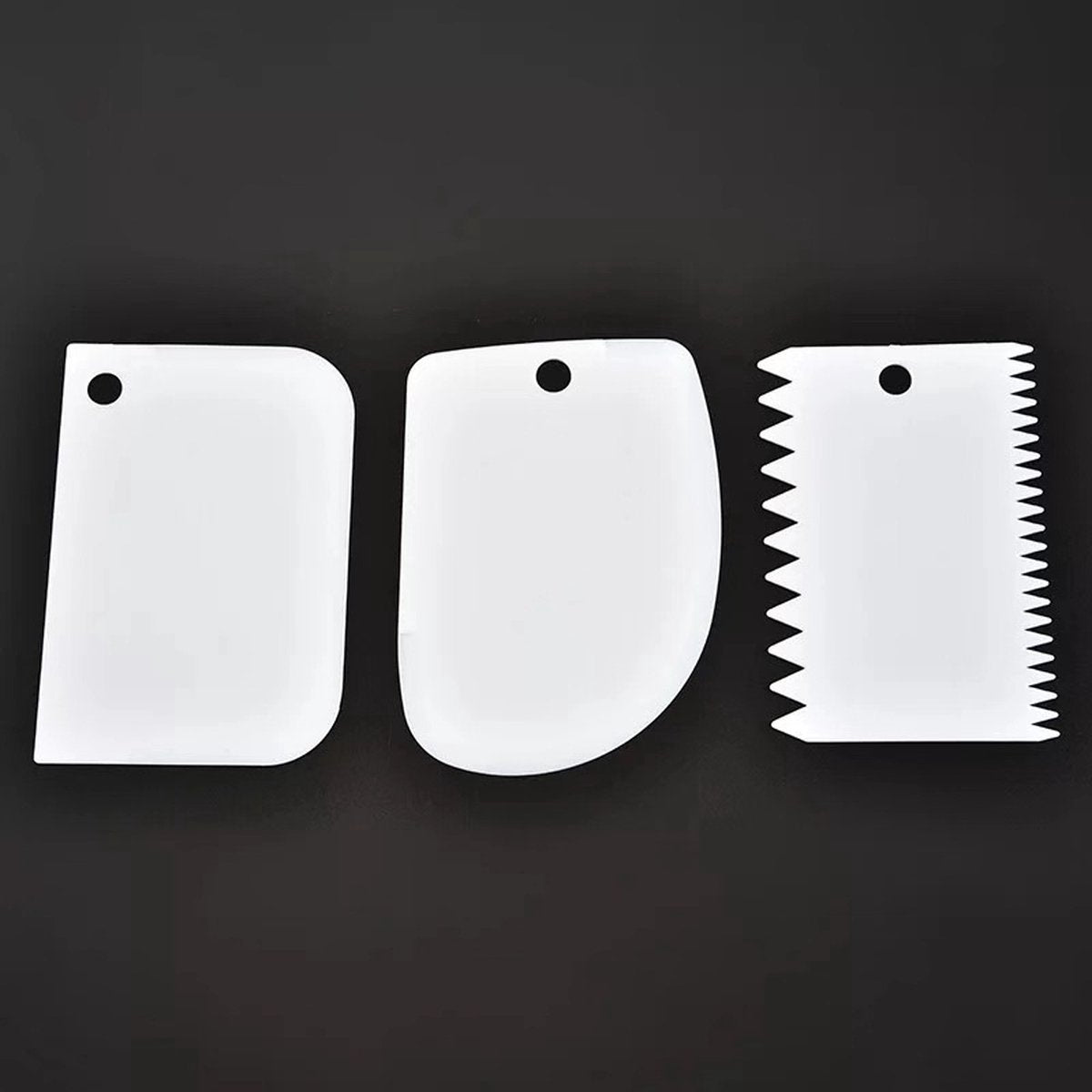 Dough Scraper | Cake Scraper | Dough Cutter | Dough Scraper | 3-Piece | White