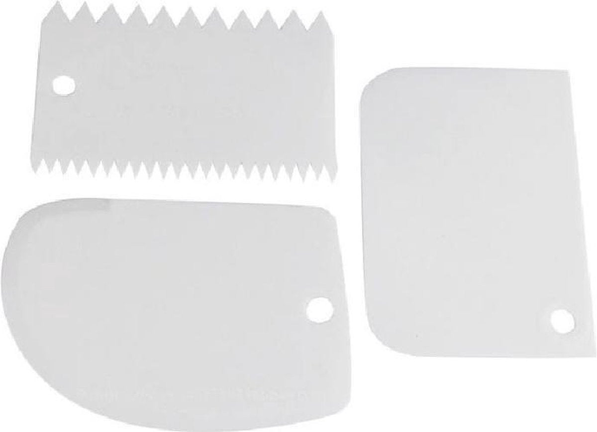 Dough Scraper | Cake Scraper | Dough Cutter | Dough Scraper | 3-Piece | White