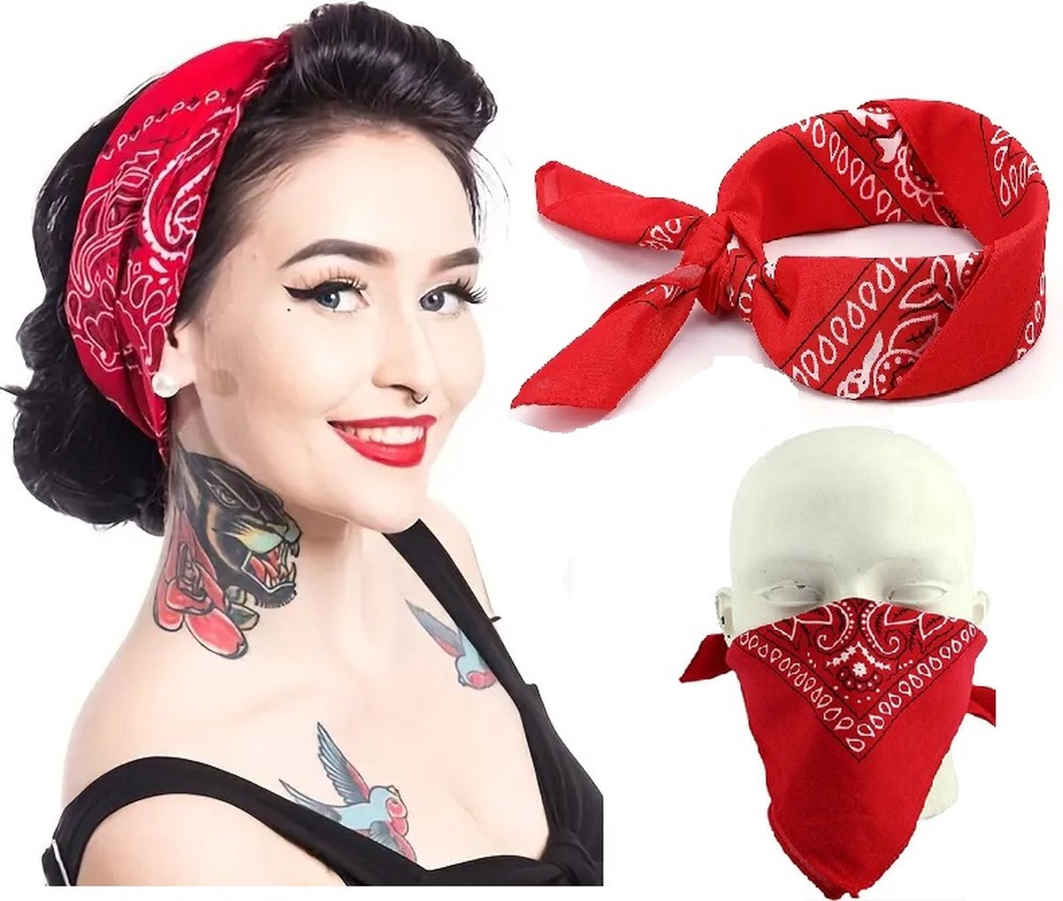 Bandana | Unisex | Farmer's Handkerchief | Headband | Red