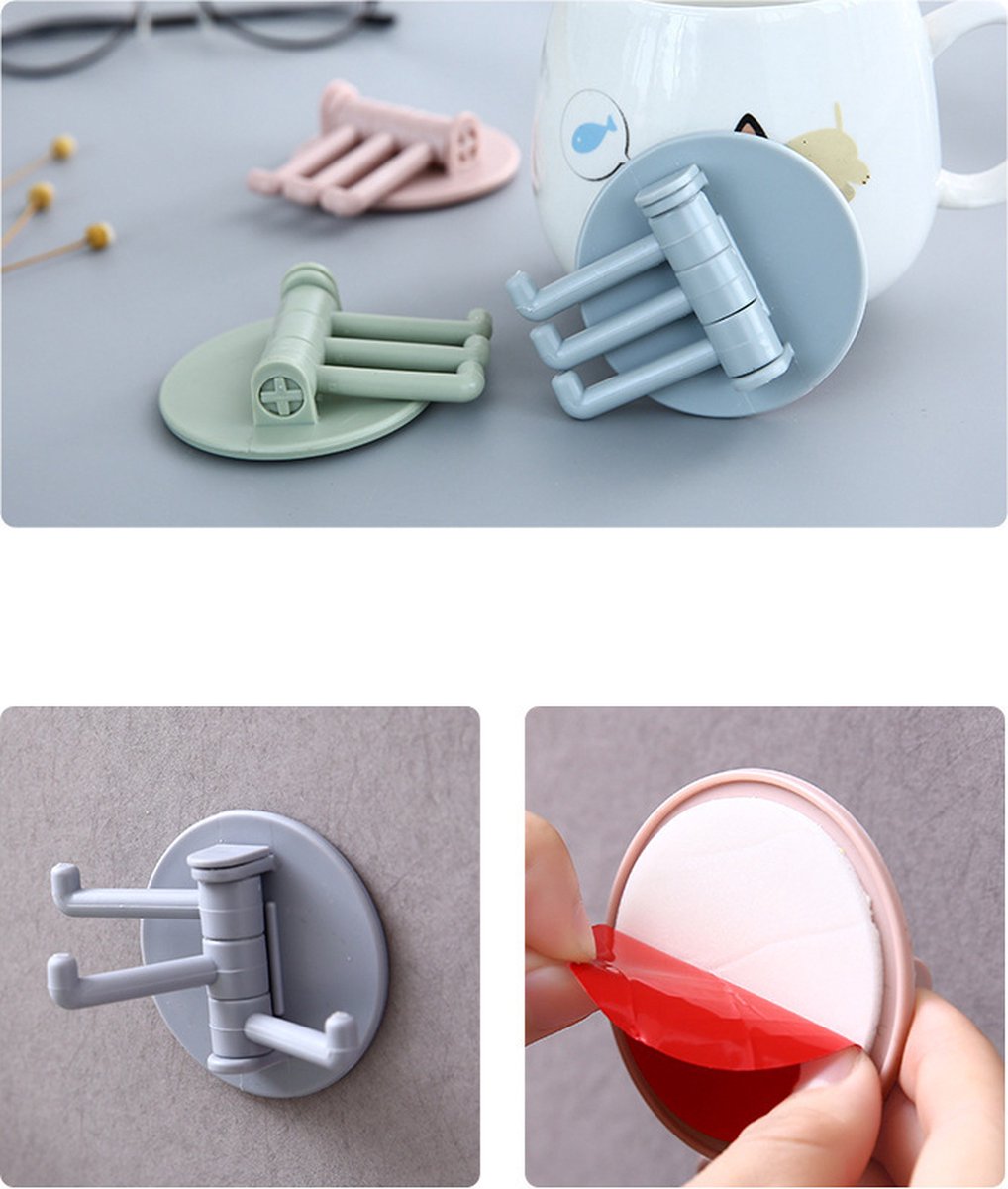 Self-Adhesive Wall Hooks | Towel Hook | Cutlery Hook | Towel Holder | Swivel Hook | 4 Piece | Beige