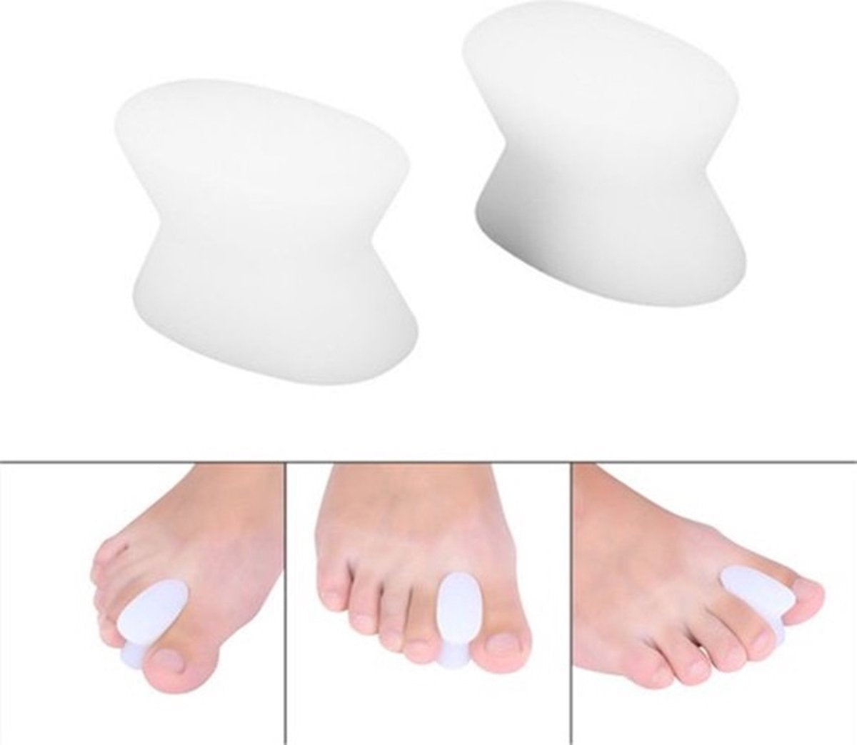 Toe Spreader | Silicone Toe Corrector | Hallux Valgus | Toe Straightening | Toe Straightener | Transparent | 2 Pairs