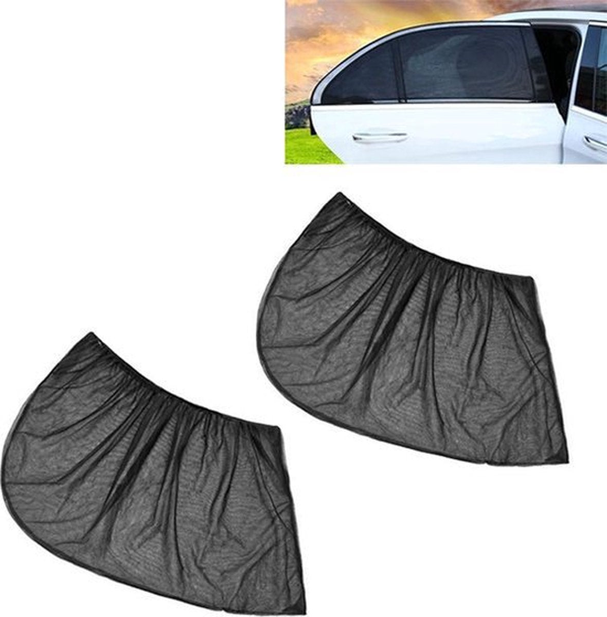 2 Pieces Car Sunshade | Car Sunshade | UV Protection SPF 30 | Rear Window Screen Sun Protection | Sunshade | Black