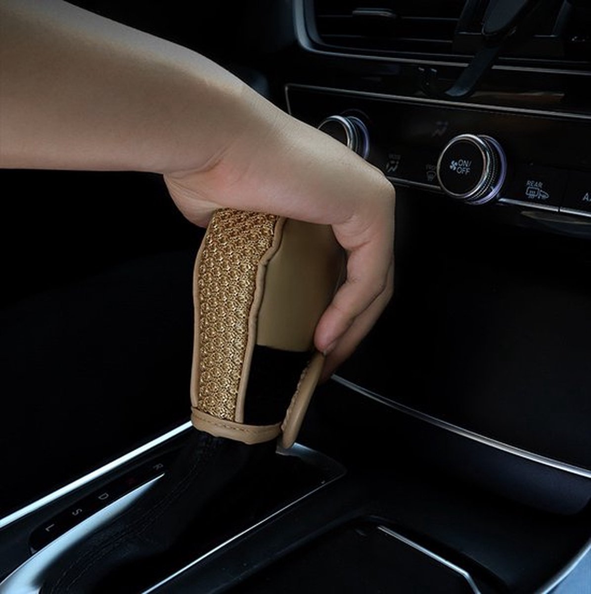 PU Leather Gear Shift Cover | Gear Shift Cover | Non-Slip | Anti-Sweat | Luxury Car Gear Shift Cover | Universal | Brown
