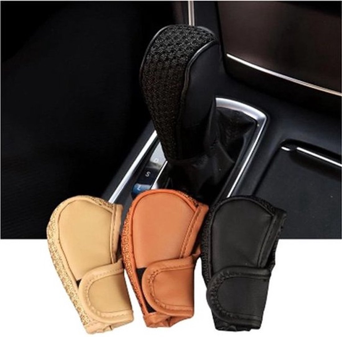 PU Leather Gear Shift Cover | Gear Shift Cover | Non-Slip | Anti-Sweat | Luxury Car Gear Shift Cover | Universal | Brown