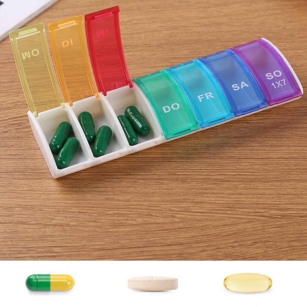 Pill Box | Pill Box | Medicine Box | Pill Box | 7 Days | 1 Week | Monday to Sunday | Multicolor