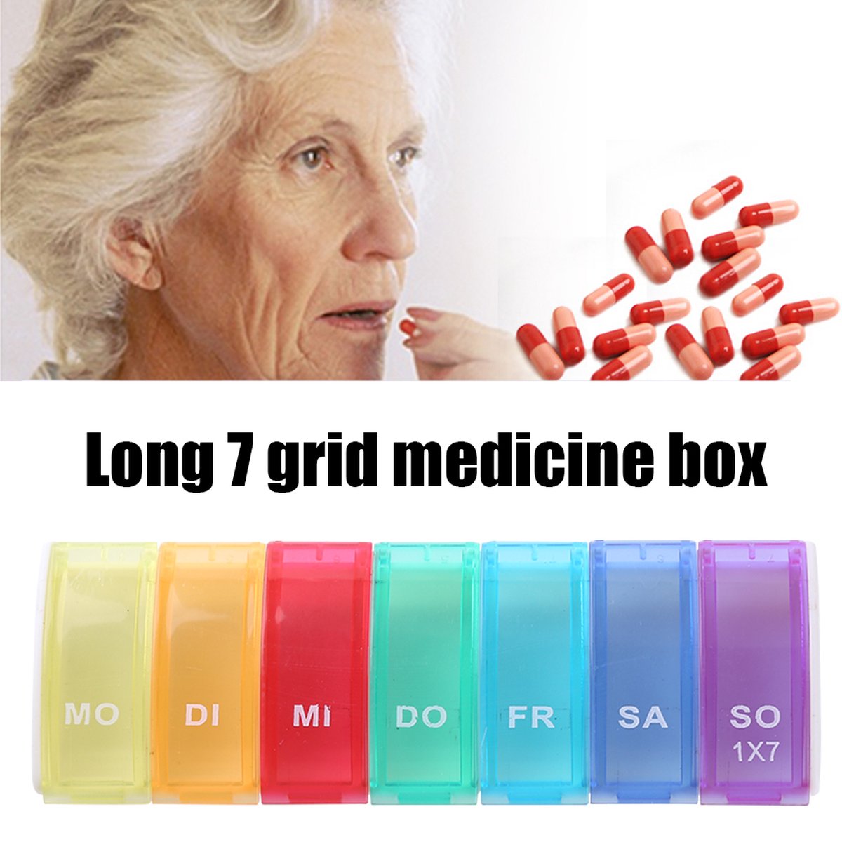 Pill Box | Pill Box | Medicine Box | Pill Box | 7 Days | 1 Week | Monday to Sunday | Multicolor