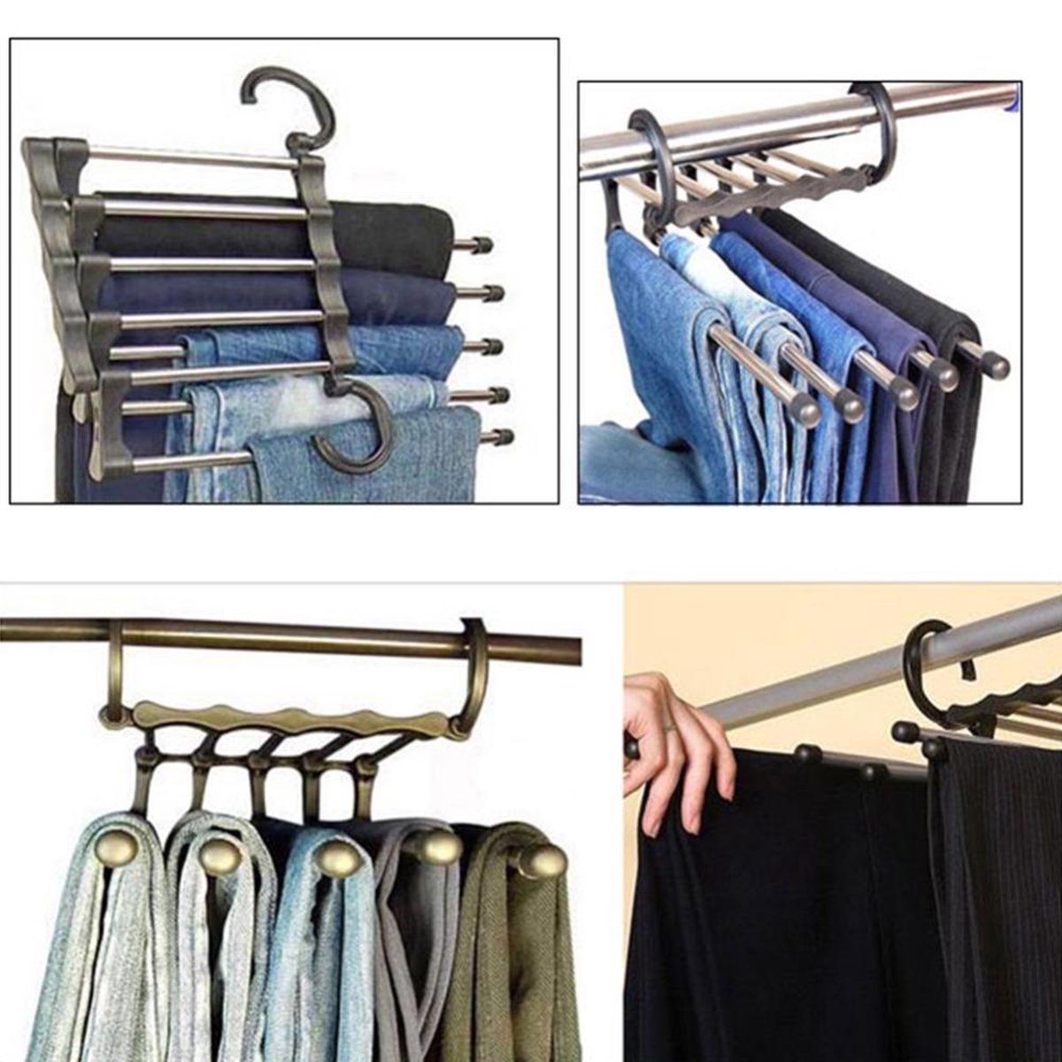 Trouser hanger Clothes hanger - Clothes rail - Trouser hanger Clothes hanger - Metal trouser rail - 5 garments
