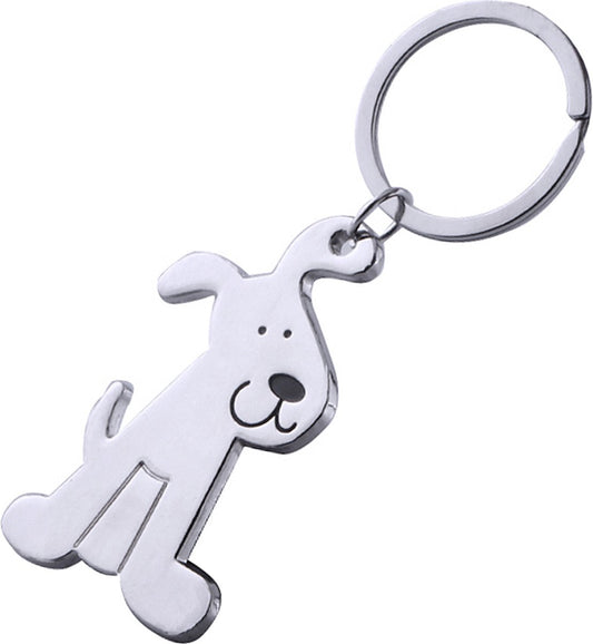 Keychain bag charm silver-colored metal dog 6 cm