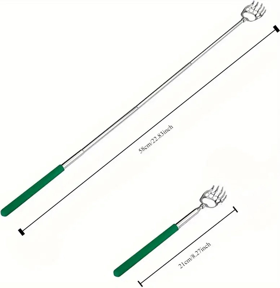 Extendable Back Scratcher Bear's Claw | Adjustable Back Scratcher | Massage Scratcher | Telescopic Back Scratcher | Anti-Itch | Up to 53 CM | Stainless Steel | Green