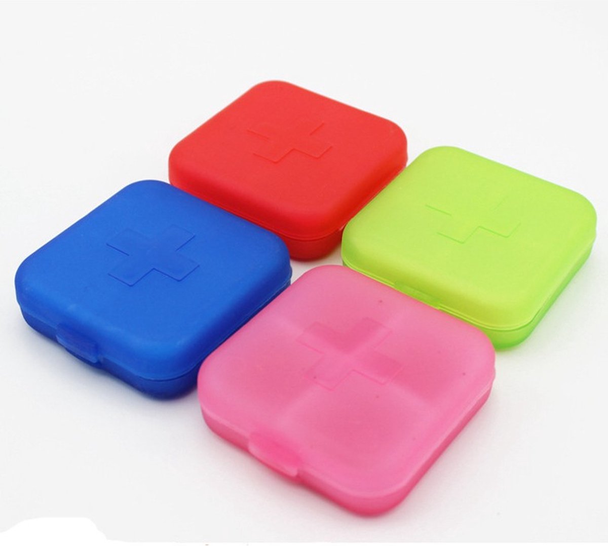 Medicine box | Pill box | Pill case | 4 compartments | Sealed | Red