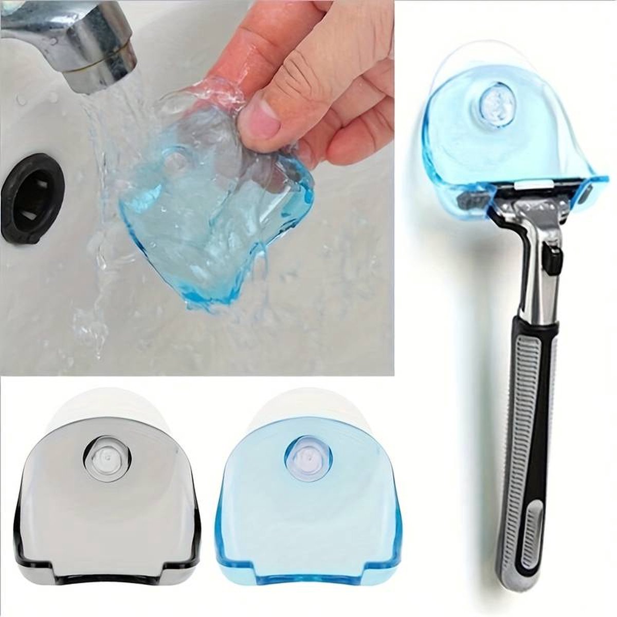 Self-Adhesive Razor Holder | Razor Tray | Self-Adhesive Razor Holder | Hook for Razor | Hanging Razor | Blue