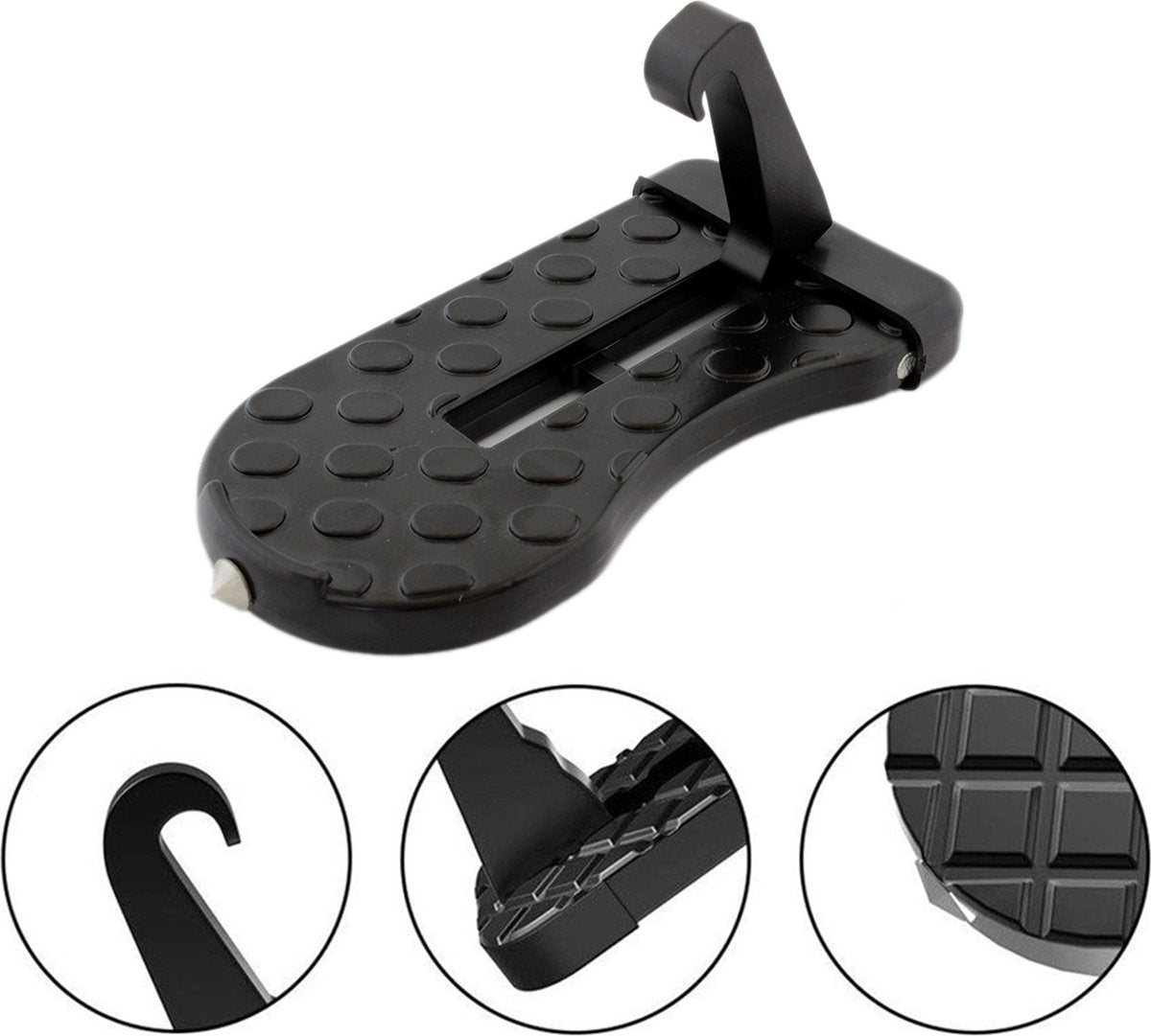 Car Roof Box Step | Door Step | Bike Carrier | Roof Rack | Includes Safety Hammer | Universal | Aluminum | Black