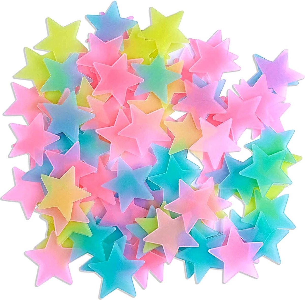 Star Glow In Dark Wall Stickers 100 Pieces | Luminous Star Wall Stickers | Multicolored Stars | PVC | Multicolor