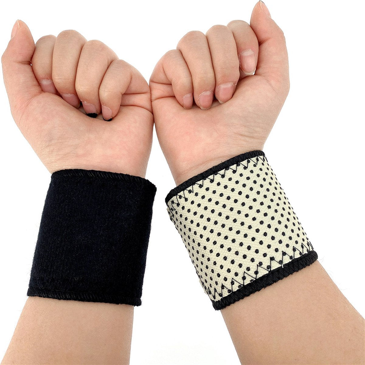 Magnetic Wrist Brace | Wrist Bandages with Tourmaline Stones | Brace with Heating | Natural Heating by Stones | 2 Pieces