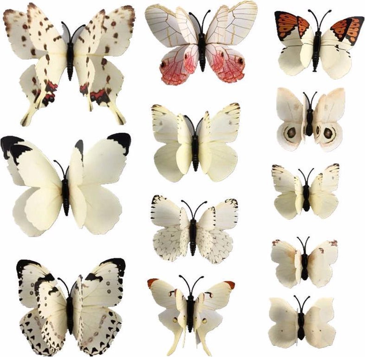 Wall Stickers Double Butterfly White 3D Wall Decoration Butterflies 12 Pieces - LeuksteWinkeltje