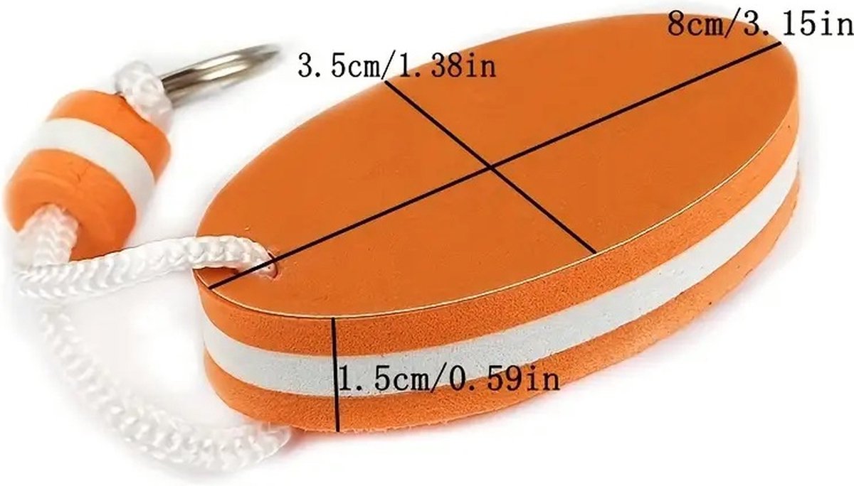 Floating Keychain | EVA Foam | For Large Keyring | Foam | Bumper | Key Float | Oval | Orange