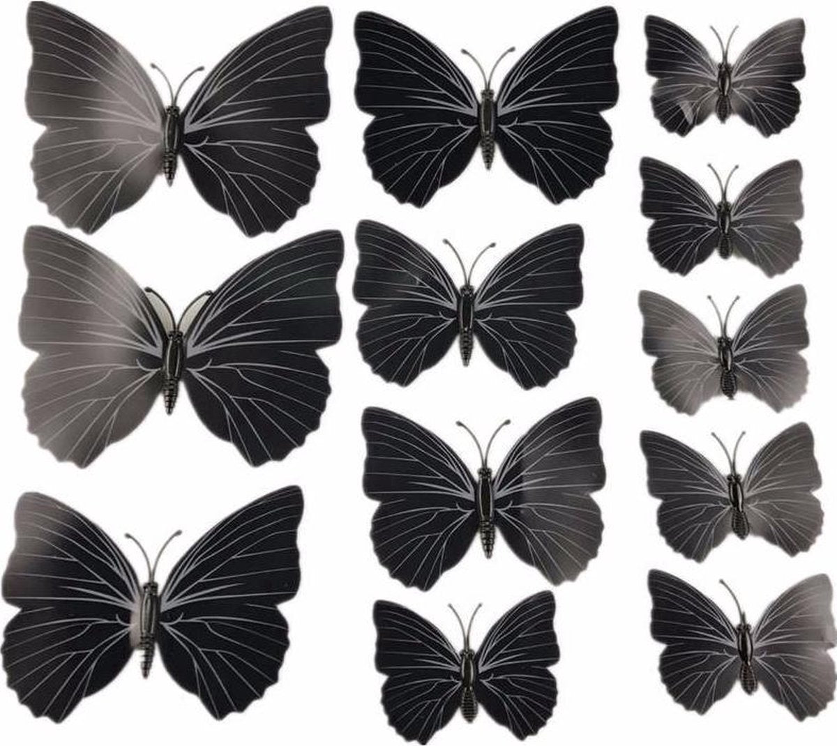 Set of 12 3D Butterfly Wall Decoration | Wall Butterflies | Nursery Decoration | Foldable Wall Stickers | Butterfly Wall Stickers | Black