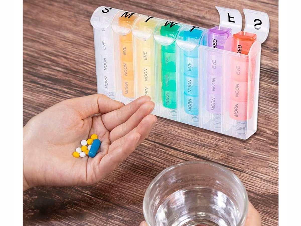 Pill Box for 7 Days & 4 Times | Pill Box 28 Compartments | Medicine Box | Pill Organizer | Automatic Opening